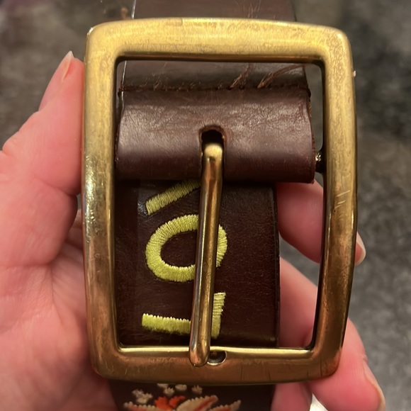 Linea Pelle embroidered leather love bird belt size LARGE - Picture 11 of 13